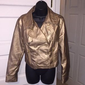 Good as gold in a super soft vegan leather jacket